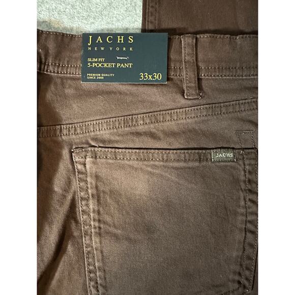 NWT Men's Jachs 5 Pocket Slim Fit Pants 33x30 Brown - Picture 4 of 6